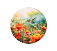 murando Tableau Rond Fleurs des champs 40x40 cm 1 panneau impression sur toile tableaux décoration murale photo image artistique graphique Fleurs d'oiseaux colibris dans le pré g-H-10072-bc-a