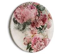 murando Tableau Rond Fleurs Pivoines 40x40 cm 1 panneau impression sur toile tableaux décoration murale photo image artistique photographie graphique Natur Vintage rosa beige b-C-10136-bc-a