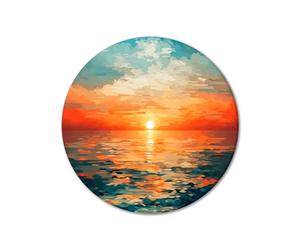 murando Tableau Rond Paysage 80x80 cm 1 panneau impression sur toile tableaux décoration murale photo image artistique graphique La puesta de sol sobre el mar parece un cuadro c-H-10007-bc-a