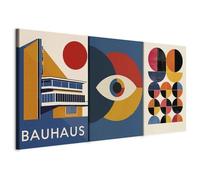 murando - Tableau triptyque mural Ensemble 180x90 cm (3 pièces de 60x90 cm chacune) - Impression sur toile avec cadre pour salon et chambre - Motifs colorés - Inspirations Bauhaus a-H-10124-b-a