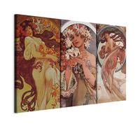 murando - Tableau triptyque mural ensemble de 3 pièces 135x90 cm - Impression sur toile avec cadre pour salon et chambre - Couleurs Rouges Composition De Peintures Beiges Mucha Alfons l-G-10415-b-a