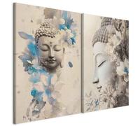 murando - Tableaux d'art décoratif 40x30 cm Ensemble de 2 pièces de 20x30 cm chacune - Impression sur toile décoration murale peinture maison salon chambre - Bouddha et fleurs p-H-10006-b-a