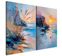 murando - Tableaux d'art décoratif 40x30 cm Ensemble de 2 pièces de 20x30 cm chacune - Impression sur toile décoration murale peinture maison salon - Vue depuis la mer la plage c-H-10081-b-a