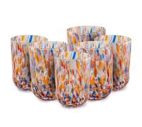 MurArt Lot de 6 verres à eau de Murano 400 ml en verre soufflé à la main en fabrication artisanale, collection Eleganza Made in Italy