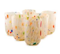 MurArt Lot de 6 verres à eau de Murano 400 ml en verre soufflé à la main en fabrication artisanale, collection Eleganza Made in Italy