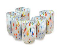 MurArt Lot de 6 verres à eau de Murano 400 ml en verre soufflé à la main en fabrication artisanale, collection Eleganza Made in Italy