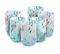 MurArt Lot de 6 verres de 400 ml en verre soufflé à la main en fabrication artisanale, collection Eleganza Made in Italy (6, Celeste)