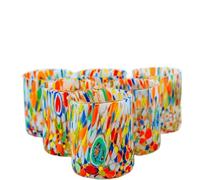MurArt Lot de 6 verres de Murano - 300 ml - Collection Tour en Verre soufflé à la main Fabriqué en Italie (Multicolore, Verre 6)