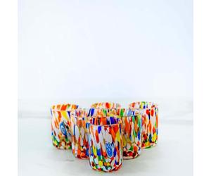 MurArt Lot de 6 verres de Murano - 300 ml - Collection Tour en Verre soufflé à la main Fabriqué en Italie (Multicolore, Verre 6)