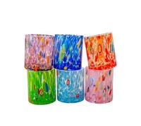 MurArt Murano Lot de 6 verres de 300 ml Collection Tower en verre soufflé à la main en fabrication artisanale Fabriqué en Italie (mélange 1, verre 6 pièces)