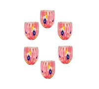 MurArt Murano Lot de 6 verres de 350 ml Collection Marea en verre soufflé à la main en fabrication artisanale Made in Italy (Rose, Shot 6 pièces)