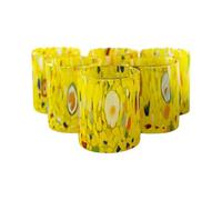 MurArt Murano Lot de 6 verres de 400 ml Collection Tower en verre soufflé à la main en fabrication artisanale Made in Italy (jaune, verre 6 pièces)