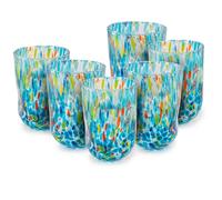 MurArt Murano Lot de 6 verres de 400 ml en verre soufflé à la main dans la fabrication artisanale Collection Eleganza Made in Italy (6, Aquamare)