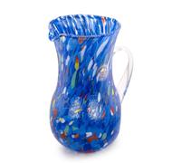 MurArt Pichet en verre de Murano 500 ml Collection Vagues Haute 20 cm Décoré avec Murrine Fait à la main Fabriqué en Italie