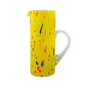 MurArt Pichet en verre de Murano 600 ml forme cylindrique de 22 cm de haut décoré avec des murrines travaillées à la main Made in Italy