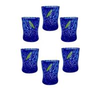 MurArt Shot di Murano Lot de 6 verres en verre soufflé à la main en fabrication artisanale Collection Eleganza Made in Italy (1, Bleu)