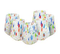 MurArt Verres de Murano Lot de 6 verres de 300 ml en verre soufflé à la main fabriqués à la main en Italie B8 (blanc, verres à eau 6 pièces)