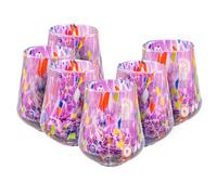 MurArt Verres de Murano Lot de 6 verres de 300 ml en verre soufflé à la main fabriqués à la main en Italie B8 (Améthyste, verres à eau 6 pièces)