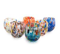 MurArt Verres de Murano Lot de 6 verres de 350 ml en verre soufflé à la main en fabrication artisanale Made in Italy B9