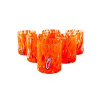 MurArt Verres de Murano Lot de 6 verres de 400 ml Collection Tower en verre soufflé à la main en fabrication artisanale Made in Italy (Arance, verre 6 pièces)