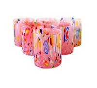 MurArt Verres de Murano Lot de 6 verres de 400 ml Collection Tower en verre soufflé à la main en fabrication artisanale Made in Italy (rose, verre 6 pièces)