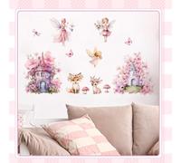 Muraux Papillons Floraux Elfes Sticker, Mural Amovible Deco Stickers pour Chambre de Fille Pépinière D'enfant Le Salon Décoration Murale