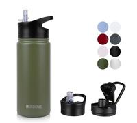 MURBONE Gourde en Acier Inoxydable 500ml(+2 Bouchons) avec Paille Amovible,Bouteille Isotherme Sans BPA Thermos Double Paroi Sous Vide Étanche,anti-fuite,pour le Sport et Voyage