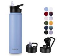 MURBONE Gourde en Acier Inoxydable 750ml(+2 Bouchons) avec Paille Amovible,Bouteille Isotherme Sans BPA Thermos Double Paroi Sous Vide Étanche,anti-fuite,pour le Sport et Voyage