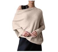 MurciéLago Sweatshirt ample sans épaules pour femme Pull en tricot à manches longues Décontracté Couleur unie Pull en tricot ample et doux pour l'automne, kaki, Taille Unique