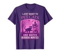 Murder Cat I Just Want to Pet Cats and Watch Horror Movies T-Shirt