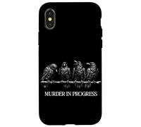 Murder in Progress Black Crow Dark Humour Gothique Amoureux des Oiseaux Coque pour iPhone X/XS