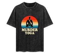 Murder Yoga Vintage Sunset Funny Brazilian Martial Arts Black T-Shirt Mens Tee Unisex Tops XL