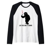 Murderous Sloth with Knife Halloween Gag Gift for Sloth Fans Manche Raglan