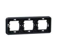 Mureva Styl - Cadre 3 postes horizontal - encastré - IP55 - IK08 - gris - SCHNEIDER ELECTRIC - MUR34109