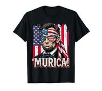 Murica 4th of July Lincoln American Flag Lunettes de Soleil rétro T-Shirt