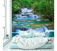 murimage Papier Peint Chute d'Eau 274 x 254 cm Colle Inclus Jungle Cascade Forêt Rivière Thaïlande Asie Photo Mural Wallpaper Tableaux Muraux Déco
