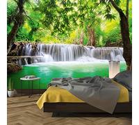 murimage Papier Peint Chute d'Eau 3D 366 x 254 cm colle inclus Photo Mural Jungle Cascade Forêt Rivière Bambou EauThaïlande Asie bureau enfants wallpaper