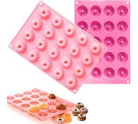 MURISE Lot de 2 mini moules à gâteau Bundt pour la cuisson, moule à gâteau en silicone anti-adhésif pour 24 tasses, petits moules à gâteaux Bundt pour cupcakes, gelées