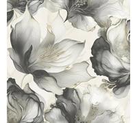 Muriva Elysian 212502 Rouleau de papier peint métallique abstrait Motif pétales de fleurs pastel Noir/doré 10 m