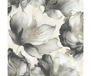 Muriva Elysian 212502 Rouleau de papier peint métallique abstrait Motif pétales de fleurs pastel Noir/doré 10 m