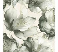 Muriva Elysian 212503 Papier peint floral abstrait et métallisé pastel Rouleau de 10 m (vert et doré)