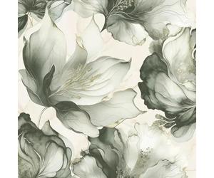 Muriva Elysian 212503 Papier peint floral abstrait et métallisé pastel Rouleau de 10 m (vert et doré)