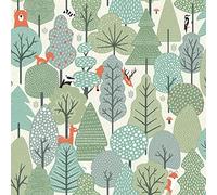 Muriva M51604 Papier peint pour chambre d'enfant Motif animaux sauvages et arbres Scandi Vert