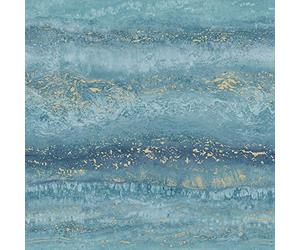 Muriva Semper 189504 Papier peint effet marbre bleu sarcelle doré - Pierre de granit métallique