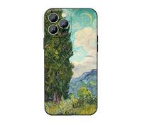MURLEBAY Van Gogh - Coque pour iPhone 15 Pro, coque de téléphone Cyprès vert arbre pour homme et femme, résistante aux chocs et aux chutes pour iPhone 15 Pro