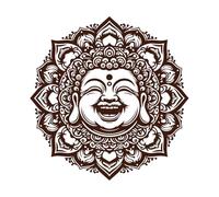 murmures bienheureux cercle de bouddhas rieurs Stickers gravés 42x43.4cm Ne se décolle pas Café