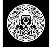 murmures bienheureux cercle de bouddhas rieurs Stickers gravés 42x43cm Décoration de carrosserie Blanc