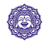 murmures bienheureux cercle de bouddhas rieurs Stickers gravés 54.6x56.4cm Personnalisation Bleu foncé