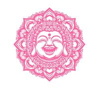 murmures bienheureux cercle de bouddhas rieurs Stickers gravés 67.2x69.4cm Modification et ajout d'informations possibles Rose