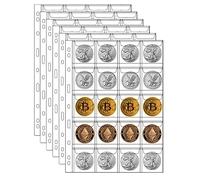 MUROAD Feuilles pour Pièces de Monnaie, 20 Pochettes par Page, Page pour Classeur de Monnaie, pour Pièces Euros et Commémoratives,10 Feuilles